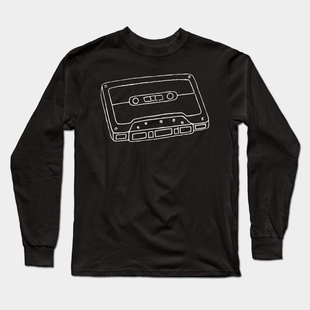 Cassette Tape Outline - White Long Sleeve T-Shirt by AlexisBrown1996